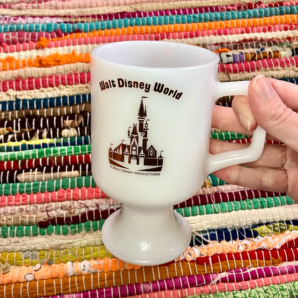 Vintage ~ 70s Walt Disney World milk glass mug